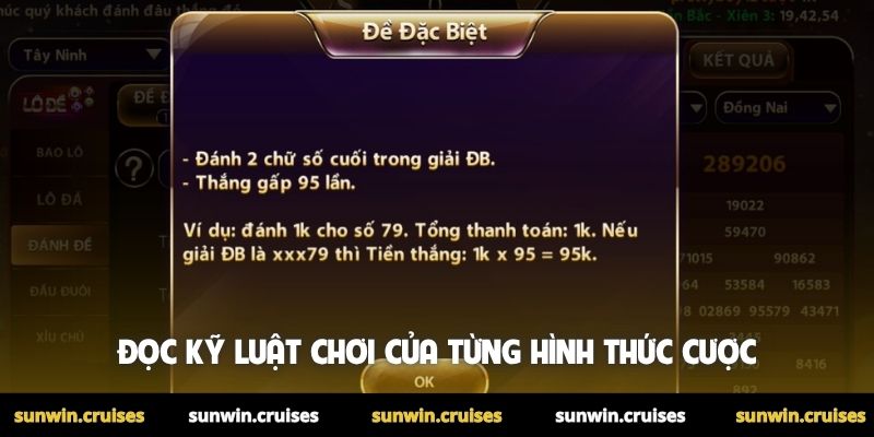 Đọc kỹ luật chơi của từng hình thức cược
