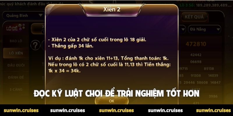 Đọc kỹ luật chơi để trải nghiệm tốt hơn
