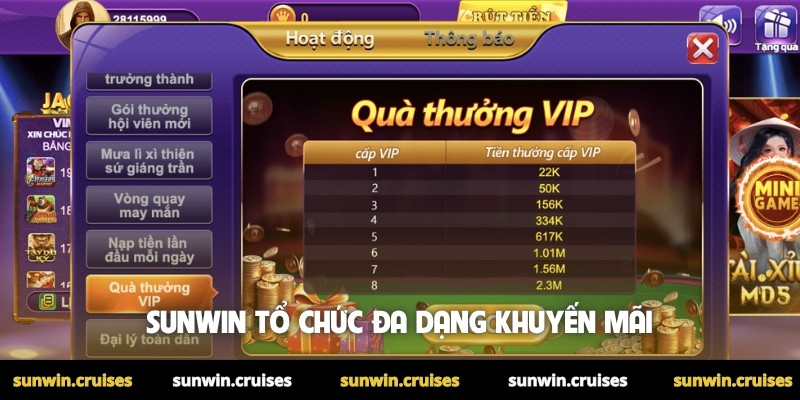 Sunwin tổ chức đa dạng khuyến mãi