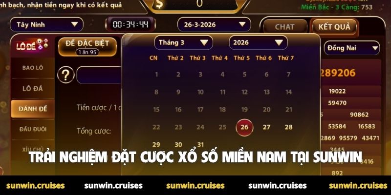 Trải nghiệm đặt cược xổ số miền Nam tại Sunwin